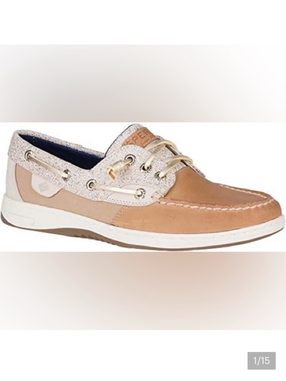 Sperry Women's, Rosefish Boat‎ Shoe Linen Oat Sparkle size 11
